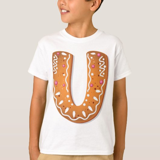 Gingerbread Letter U Monogram Holiday Cookie Tシャツ (正面)