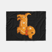 Gingerbread Long Hair Dachshund Christmas Pajama T フリースブランケット (正面(横))