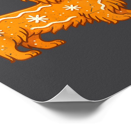 Gingerbread Long Hair Dachshund Christmas Pajama T ポスター (角)