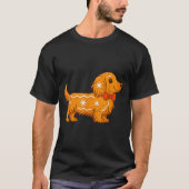 Gingerbread Long Hair Dachshund Christmas Pajama T Tシャツ (正面)