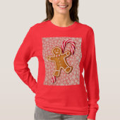 Gingerbread Man and Candy Cane Art on T-Shirt Tシャツ (正面)