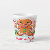 Gingerbread Man and Candy Cane Christmas Mug カフェラテマグ (正面)