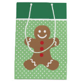 Gingerbread Man and Polka Dots Personalised ミディアムペーパーバッグ (裏面)