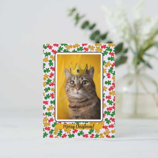 Gingerbread Man Border around Cat ポストカード (スタンド正面)