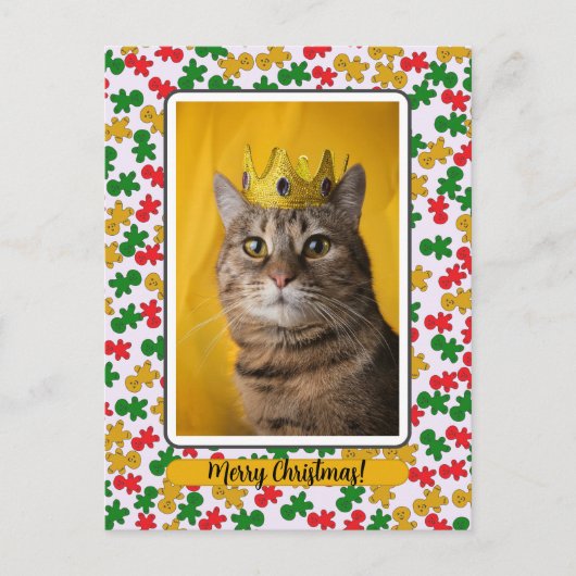 Gingerbread Man Border around Cat ポストカード (正面)