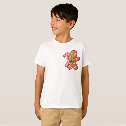 GingerBread man, candy camera, Pixel Art  Tシャツ (正面フル)