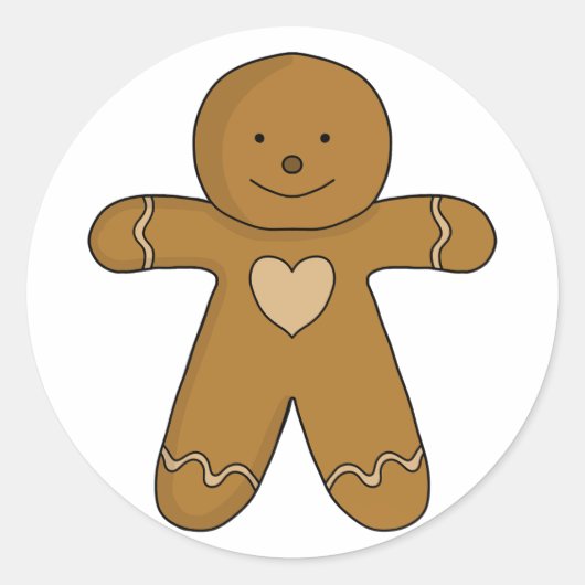 GingerBread Man Christmas Cookie ラウンドシール (正面)