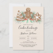 Gingerbread Man Christmas Cookie Exchange Party 招待状 (正面)