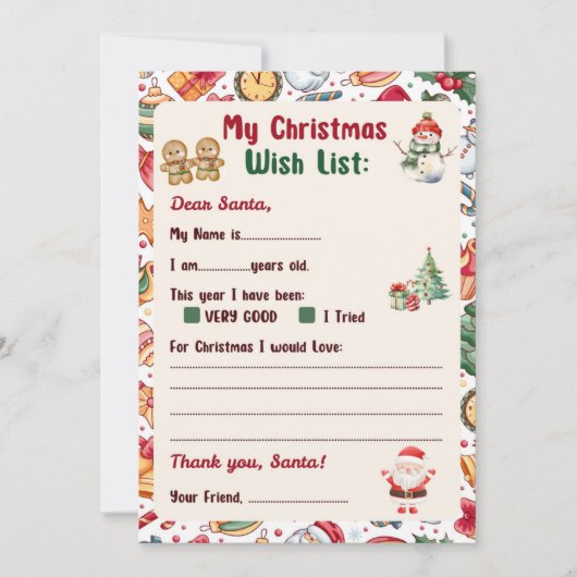 Gingerbread Man Christmas Letter to Santa  招待状 (正面)