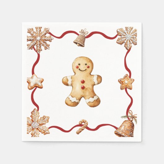 Gingerbread Man | Christmas Napkins スタンダードカクテルナプキン (正面)