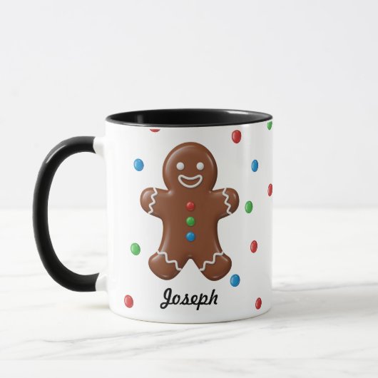 Gingerbread Man Christmas Polka Dot Holiday マグカップ (左)