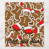 Gingerbread Man Christmas Santa Claus Throw Pillow ワインラベル (シングルラベル)