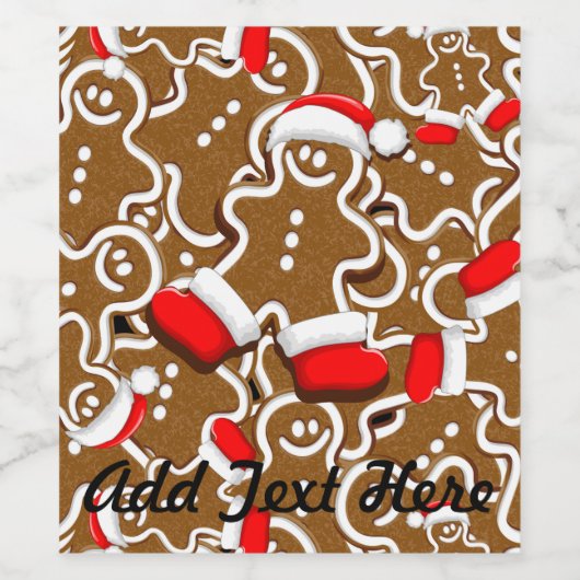 Gingerbread Man Christmas Santa Claus Throw Pillow ワインラベル (シングルラベル)