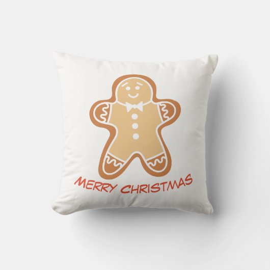 Gingerbread Man Christmas Throw Pillow クッション (正面)