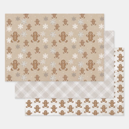 Gingerbread Man Cookie Snowflake Holiday Baking  ラッピングペーパーシート (セット)