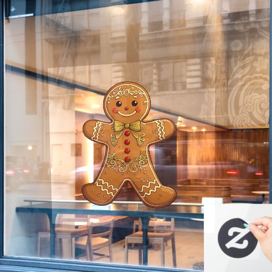 Gingerbread Man Cookies Cute Christmas ウィンドウサイン (カフェ窓)