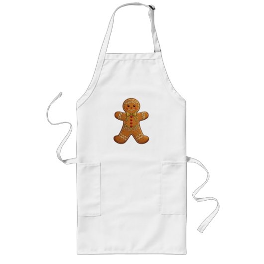 Gingerbread Man Cookies Cute Christmas ロングエプロン (正面)