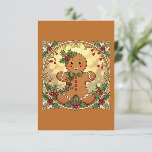 Gingerbread Man Cookies Festive Christmas 招待状 (スタンド正面)