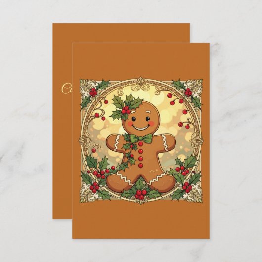 Gingerbread Man Cookies Festive Christmas 招待状 (正面/裏面)