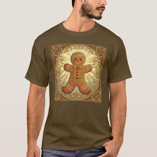 Gingerbread Man Cookies Vintage-Style Christmas Tシャツ (正面)