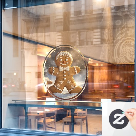 Gingerbread Man Cookies Whimsical Christmas ウィンドウサイン (カフェ窓)