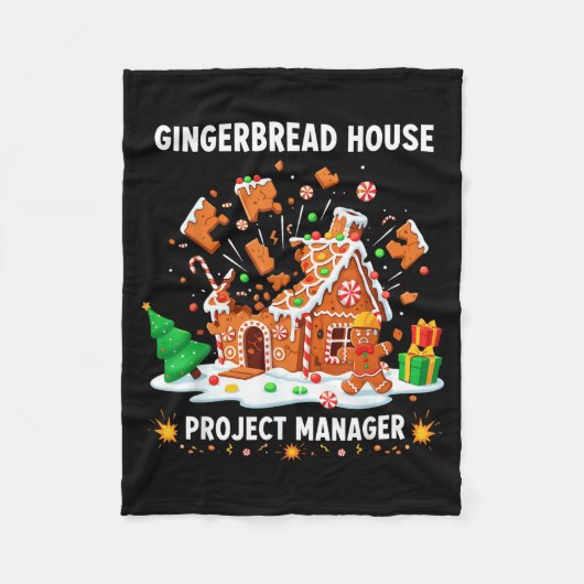 Gingerbread Man Costume, Gingerbread House Project フリースブランケット (正面)