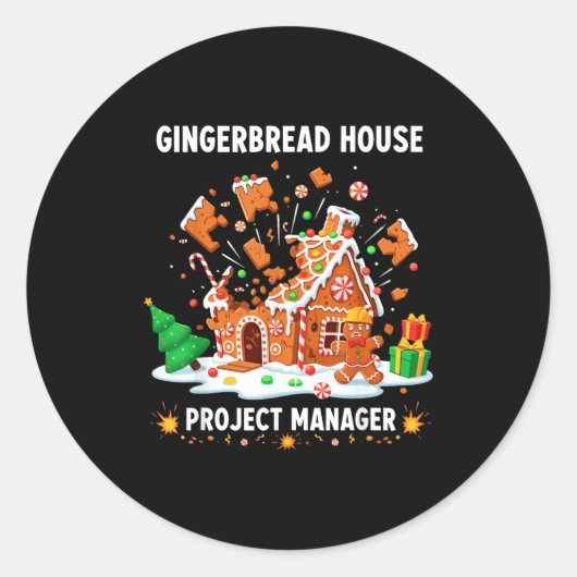 Gingerbread Man Costume, Gingerbread House Project ラウンドシール (正面)