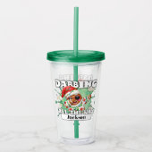 Gingerbread Man Dabbing Custom Name Christmas アクリルタンブラー (正面)