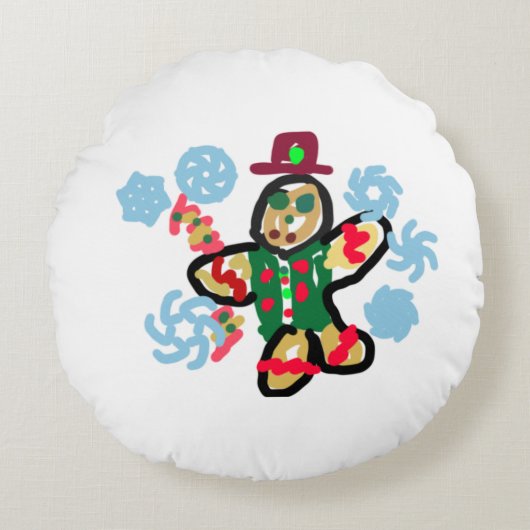 Gingerbread man dance ラウンドクッション (正面)