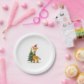 Gingerbread Man Giraffe Santa Hat Christmas Tree T ペーパープレート (パーティー)
