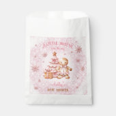 Gingerbread Man Girl Pink Christmas Baby Shower フェイバーバッグ (正面)