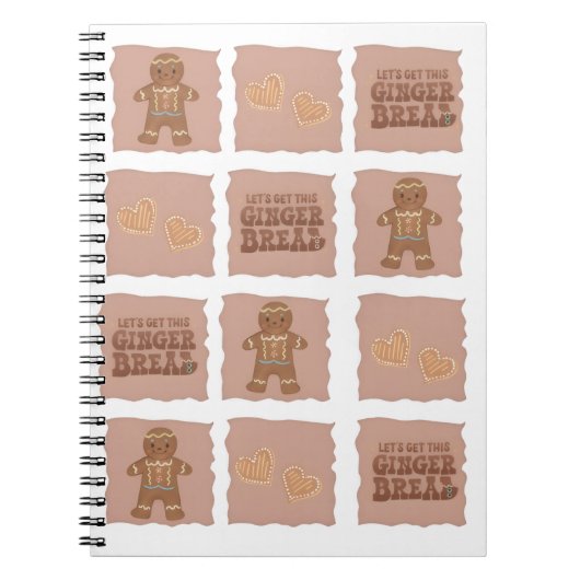 Gingerbread Man & Hearts Notebook Design ノートブック (正面)