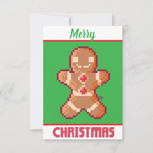 GingerBread Man, Merry Christmas pixel art サンキューカード (正面)