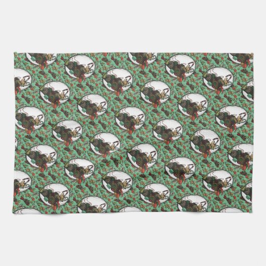 Gingerbread Man- Mint キッチンタオル (横)