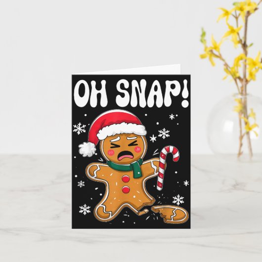 Gingerbread Man Oh Snap Christmas Funny Cookie Bak カード (黄色い花)