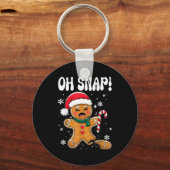 Gingerbread Man Oh Snap Christmas Funny Cookie Bak キーホルダー (正面)