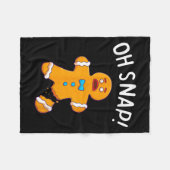 Gingerbread Man Oh Snap Christmas Funny Cookie Bak フリースブランケット (正面(横))