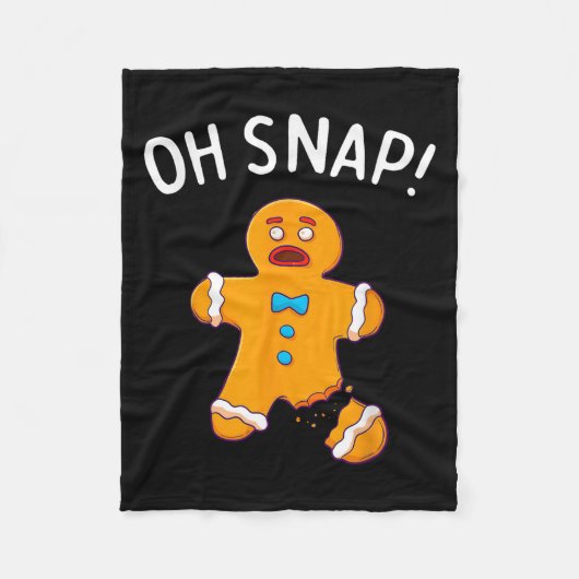 Gingerbread Man Oh Snap Christmas Funny Cookie Bak フリースブランケット (正面)