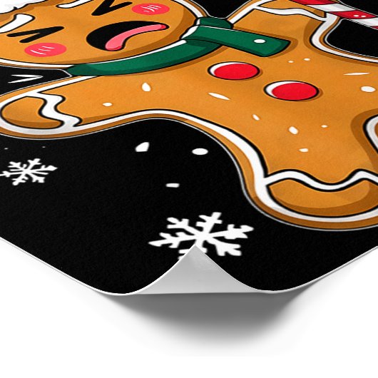 Gingerbread Man Oh Snap Christmas Funny Cookie Bak ポスター (角)
