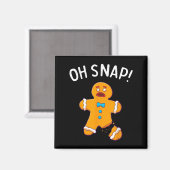Gingerbread Man Oh Snap Christmas Funny Cookie Bak マグネット (正面/裏面)