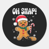 Gingerbread Man Oh Snap Christmas Funny Cookie Bak ラウンドシール (正面)