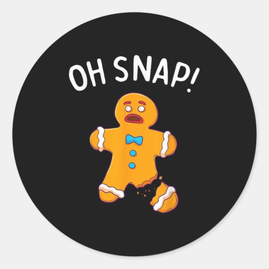 Gingerbread Man Oh Snap Christmas Funny Cookie Bak ラウンドシール (正面)