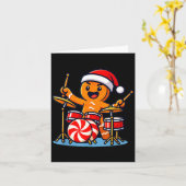 Gingerbread Man Playing Drums  カード (黄色い花)
