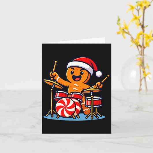 Gingerbread Man Playing Drums  カード (黄色い花)