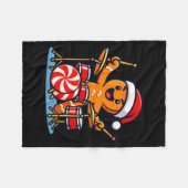 Gingerbread Man Playing Drums  フリースブランケット (正面(横))