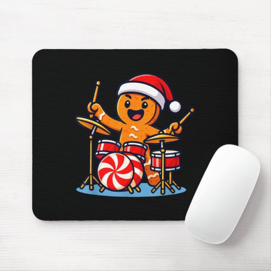 Gingerbread Man Playing Drums  マウスパッド (マウス)