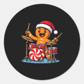 Gingerbread Man Playing Drums ラウンドシール (正面)