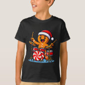 Gingerbread Man Playing Drums  Tシャツ (正面)
