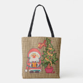 Gingerbread man, Santa, Christmas, Pixel Art トートバッグ (裏面)