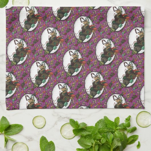 Gingerbread Man- Sugar Plum キッチンタオル (折り畳み)